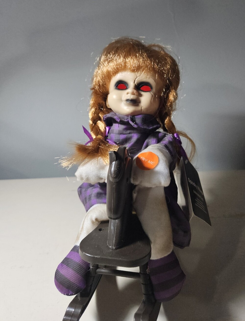 Spooky Village Animated Rocking Horse Doll Halloween Decor NWT